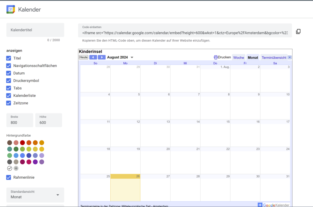 Google Calendar Embedding Cusomizer